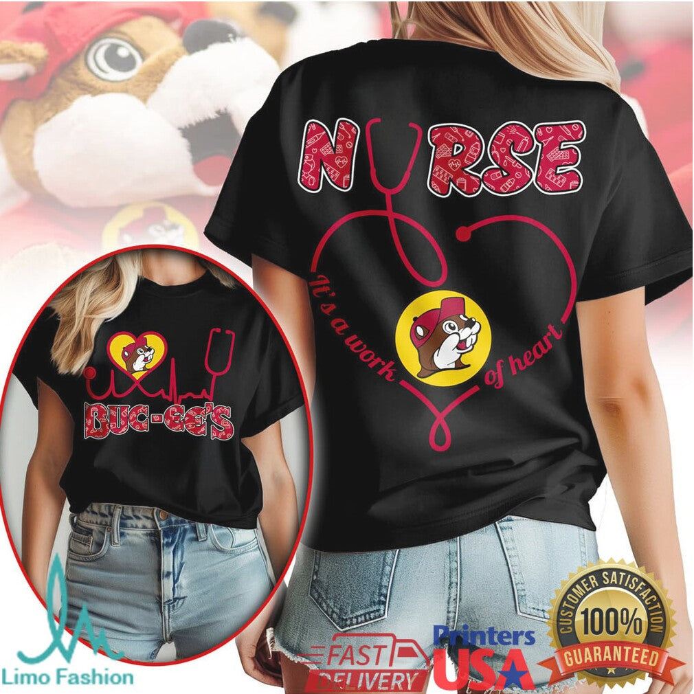 Buc ee’s Nurse “A Work of Heart” Stethoscope Medical T Shirt - Limotees LLC