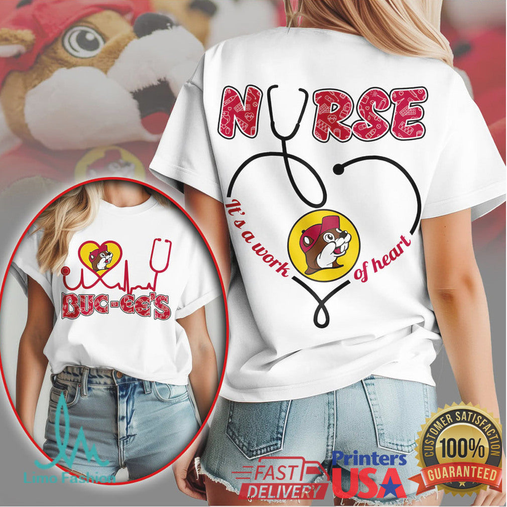 Buc ee’s Nurse “A Work of Heart” Stethoscope Medical T Shirt - Limotees LLC