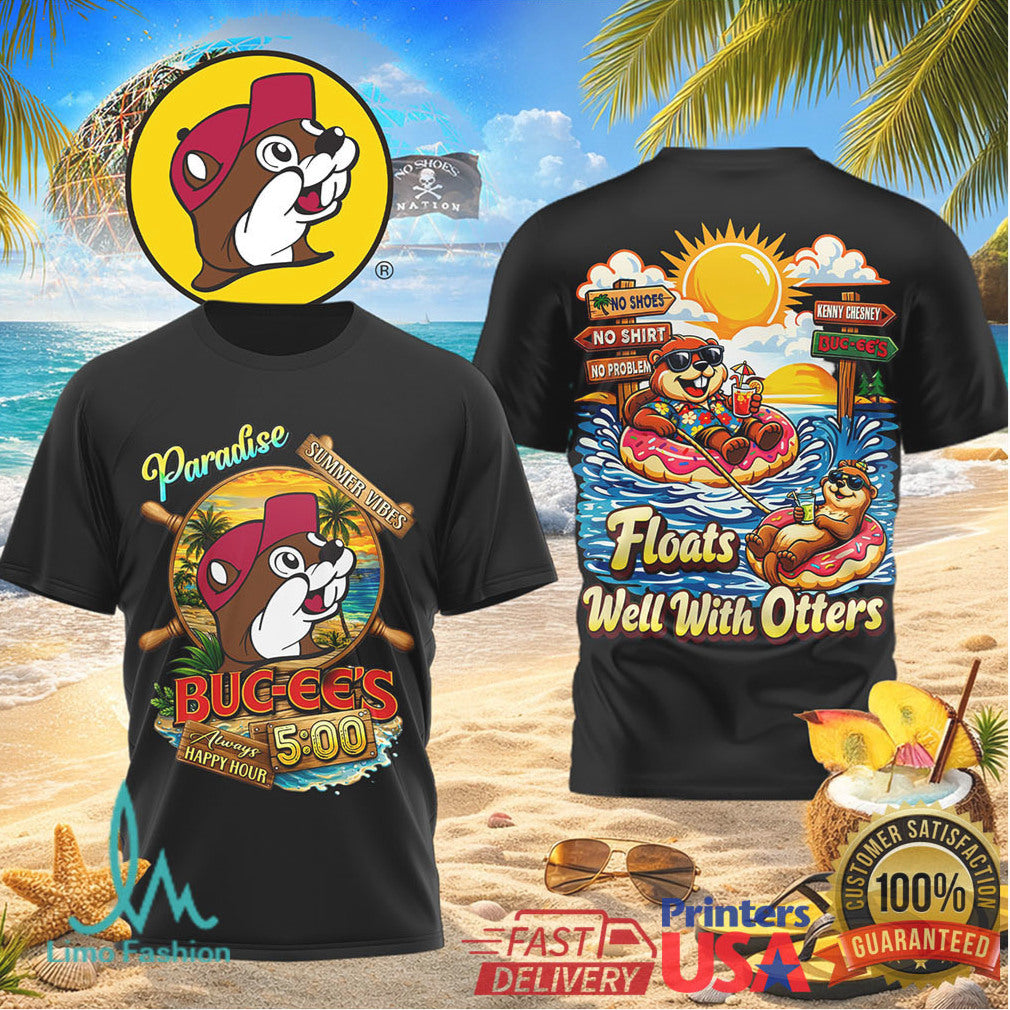 Buc ee's Paradise Summer Vibes “Floats Well With Otters” Beach T Shirt - Limotees LLC