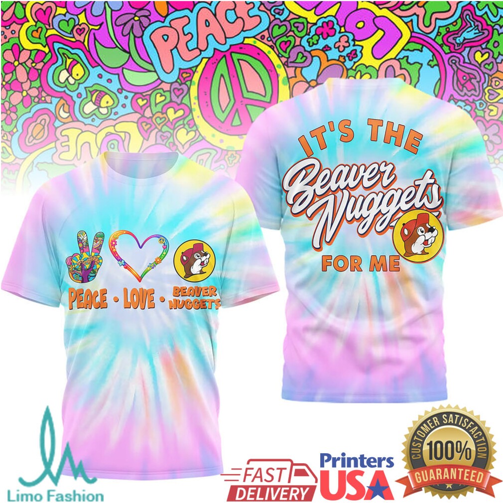 Buc ee's Peace Love Beaver Nuggets Pastel Tie Dye Graphic T Shirt - Limotees LLC