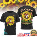 Buc ee's Sunflower Makes Me Happy Beaver Mascot Black Tee - Limotees LLC