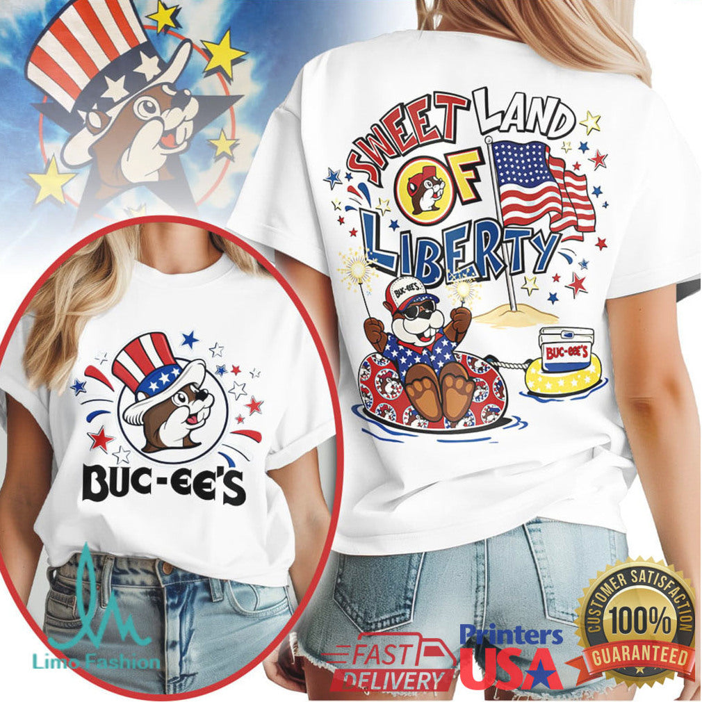 Buc ee's Sweet Land of Liberty 4th of July Patriotic Beaver T Shirt - Limotees LLC