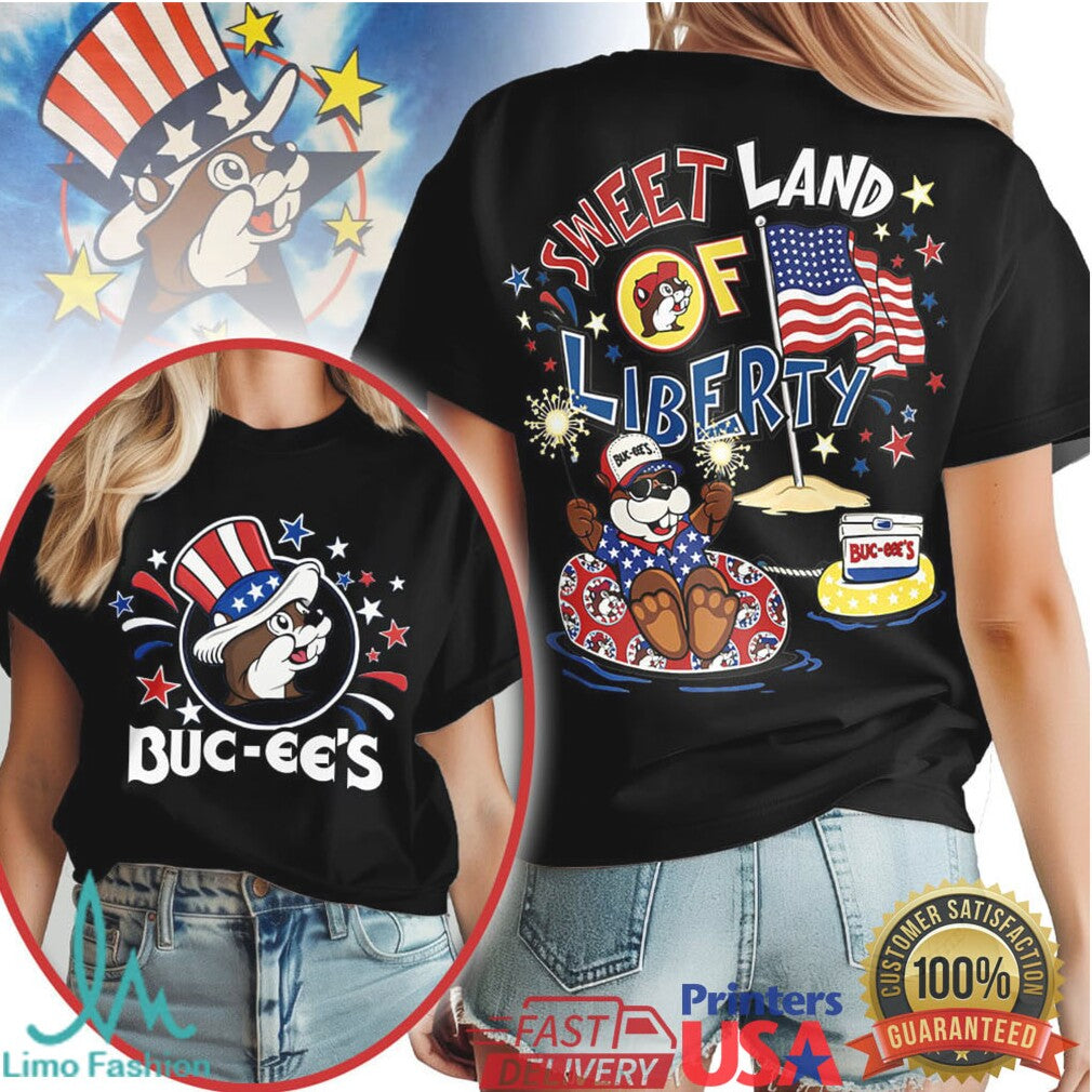 Buc ee's Sweet Land of Liberty 4th of July Patriotic Beaver T Shirt - Limotees LLC