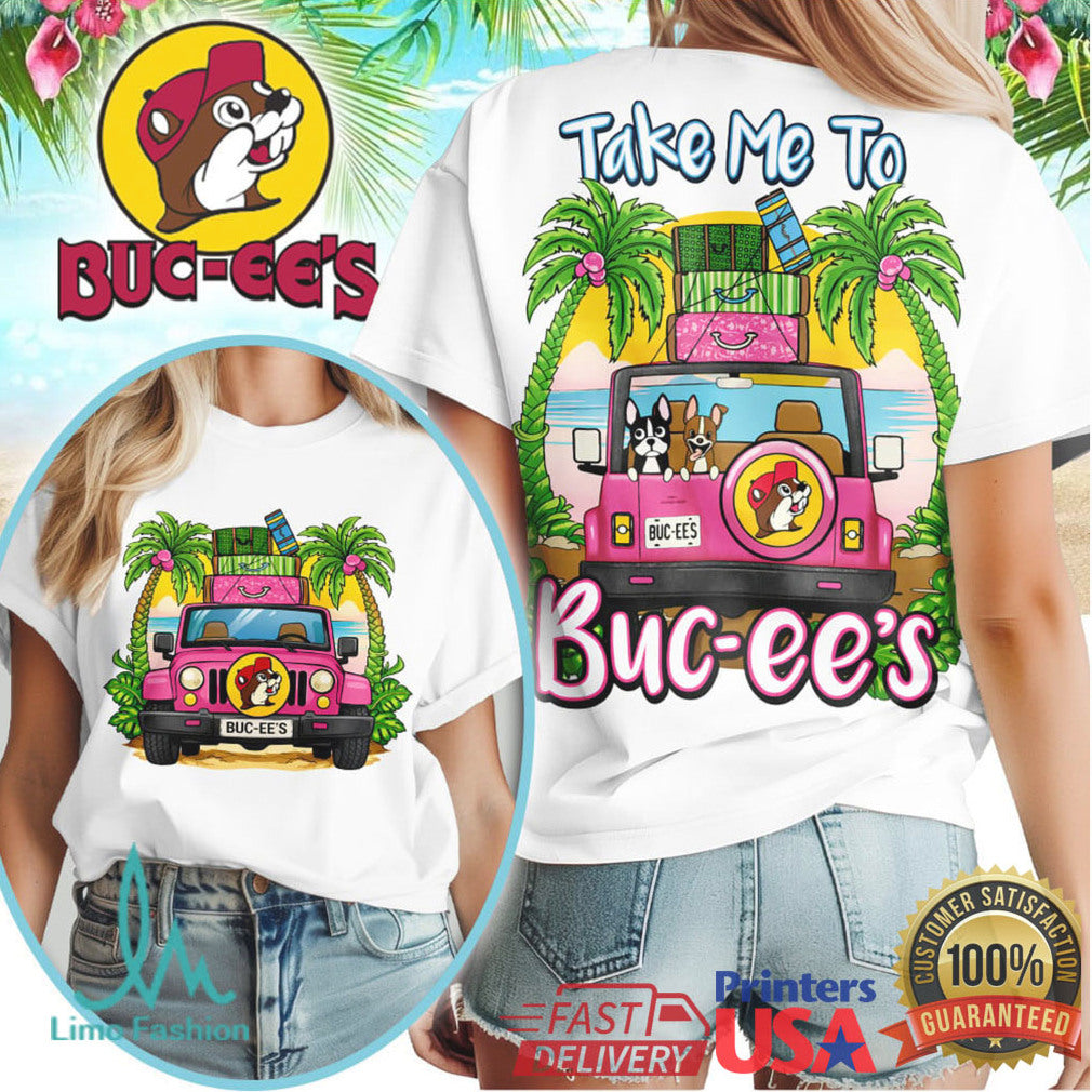 Buc ee’s Take Me To Buc ee’s Pink Jeep Summer Road Trip Graphic Tee - Limotees LLC