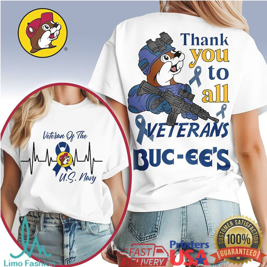Buc ee’s U.S. Navy Veteran “Thank You” Heartbeat T Shirt - Limotees LLC