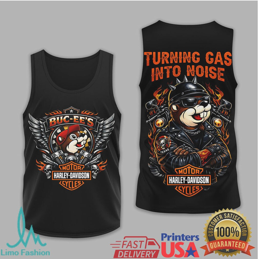 Buc ee's x Harley Davidson Style “Turning Gas Into Noise” Biker T Shirt - Limotees LLC