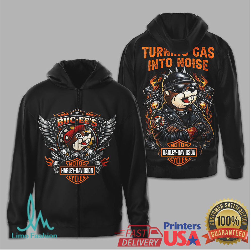 Buc ee's x Harley Davidson Style “Turning Gas Into Noise” Biker T Shirt - Limotees LLC