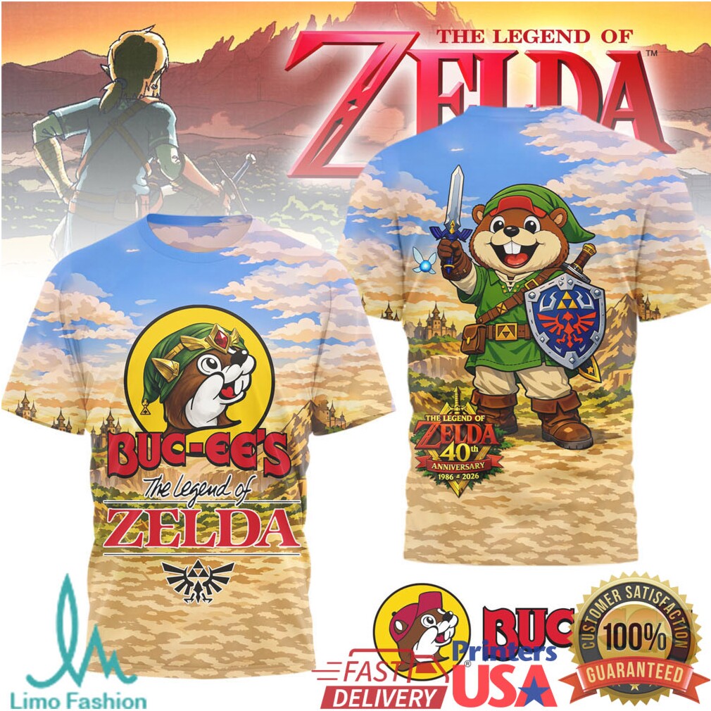 Buc ee's x The Legend of Zelda 40th Anniversary Link Beaver All Over Print T Shirt - Limotees LLC