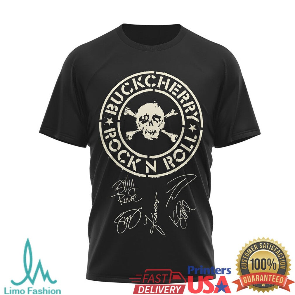 Buckcherry 2026 Let It Roar Tour T Shirt Rock N Roll Skull Signatures - Limotees LLC