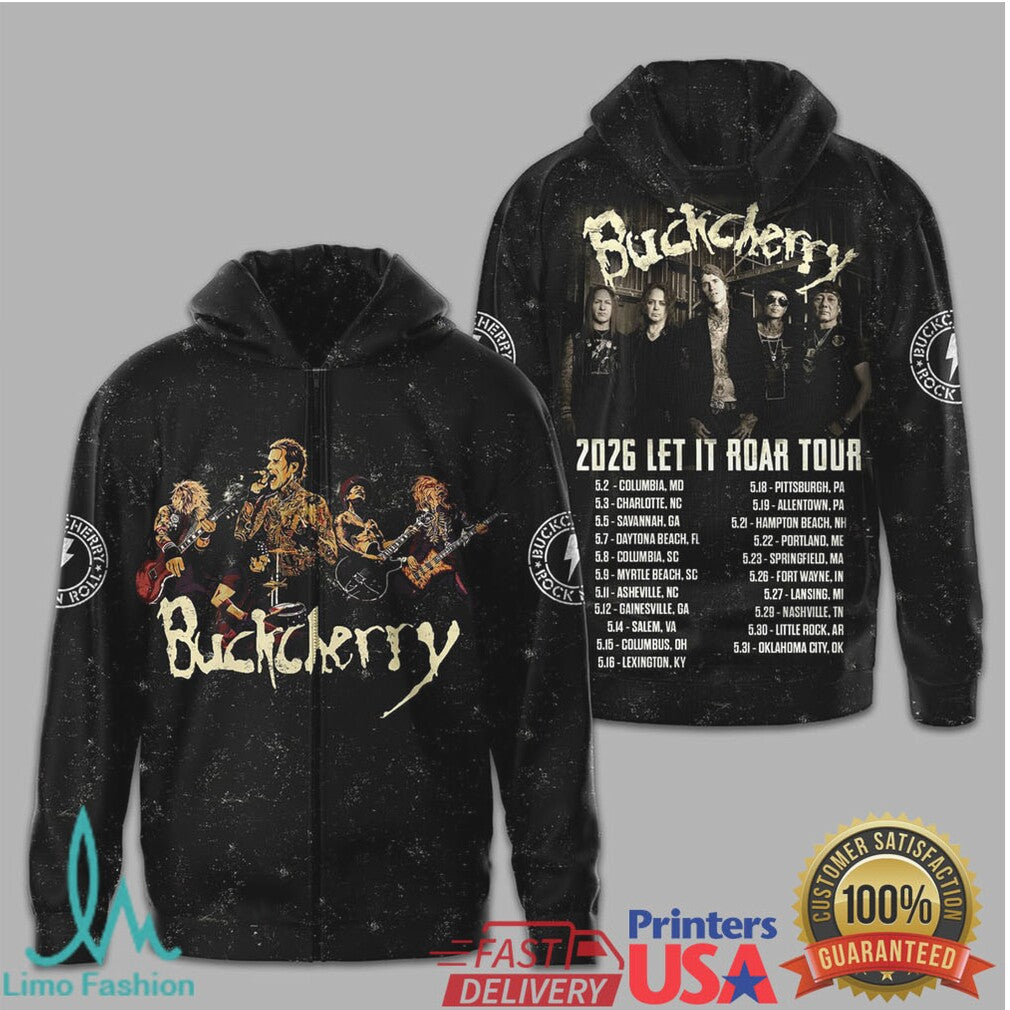 Buckcherry Let It Roar 2026 Concert Apparel Vintage Band Photo Hoodie - Limotees LLC