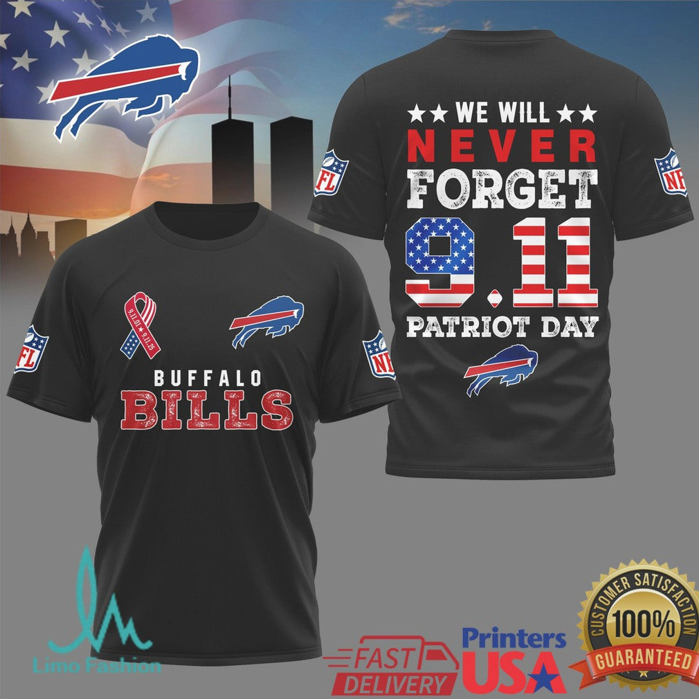 Buffalo Bills 9.11 Never Forget Patriot Day Commemorative T Shirt - Limotees LLC