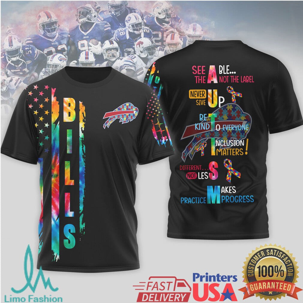 Buffalo Bills Autism Awareness “See The Able Not The Label” Tie Dye T Shirt - Limotees LLC