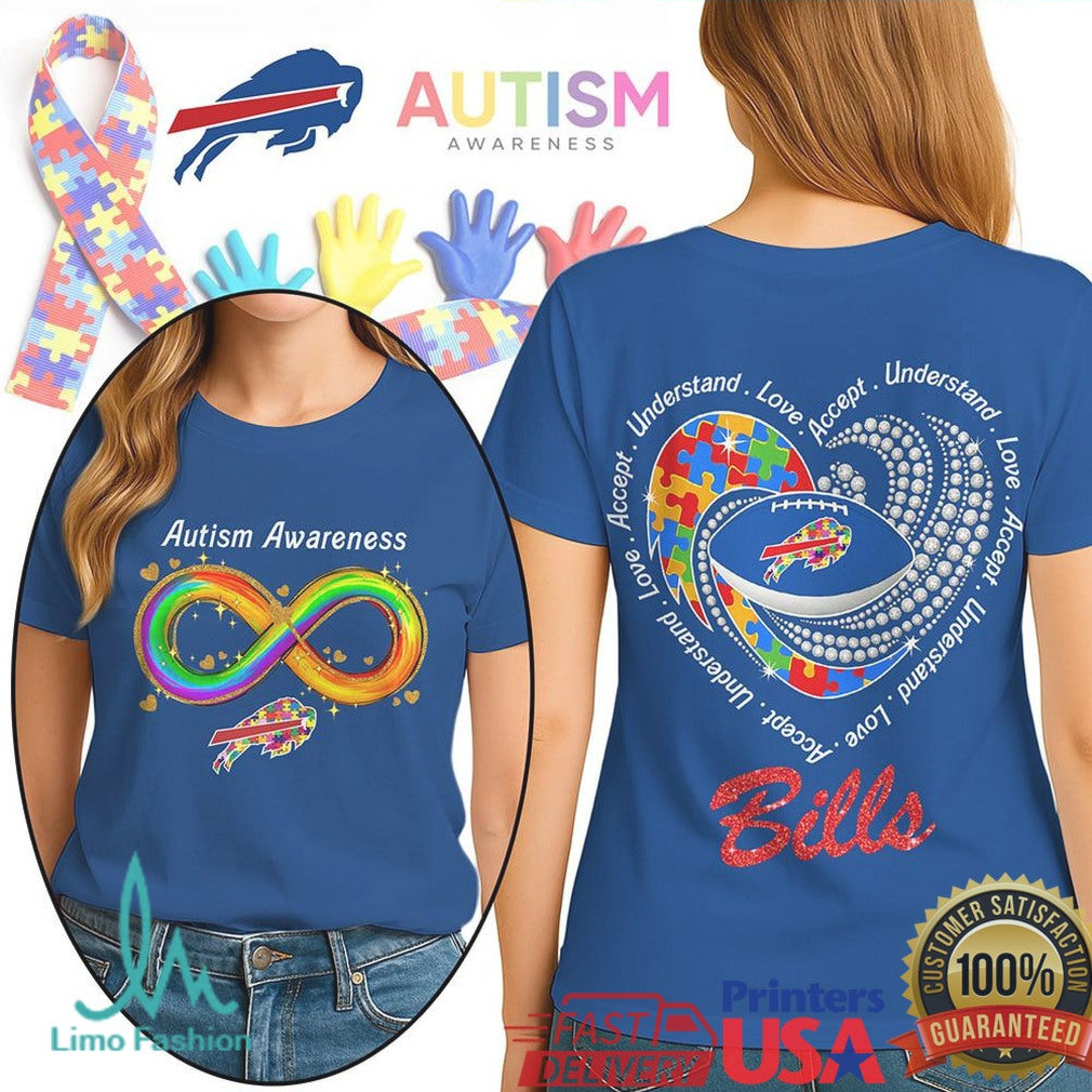 Buffalo Bills Autism Awareness T Shirt Infinity Loop & Team Pride Graphic - Limotees LLC