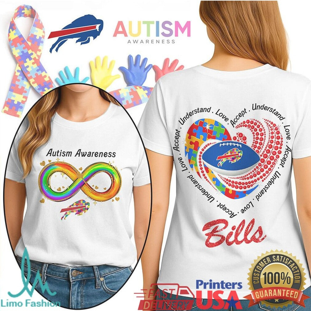 Buffalo Bills Autism Awareness T Shirt Infinity Loop & Team Pride Graphic - Limotees LLC