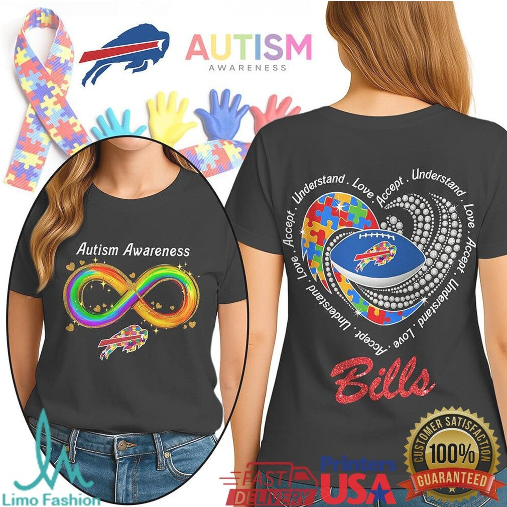 Buffalo Bills Autism Awareness T Shirt Infinity Loop & Team Pride Graphic - Limotees LLC