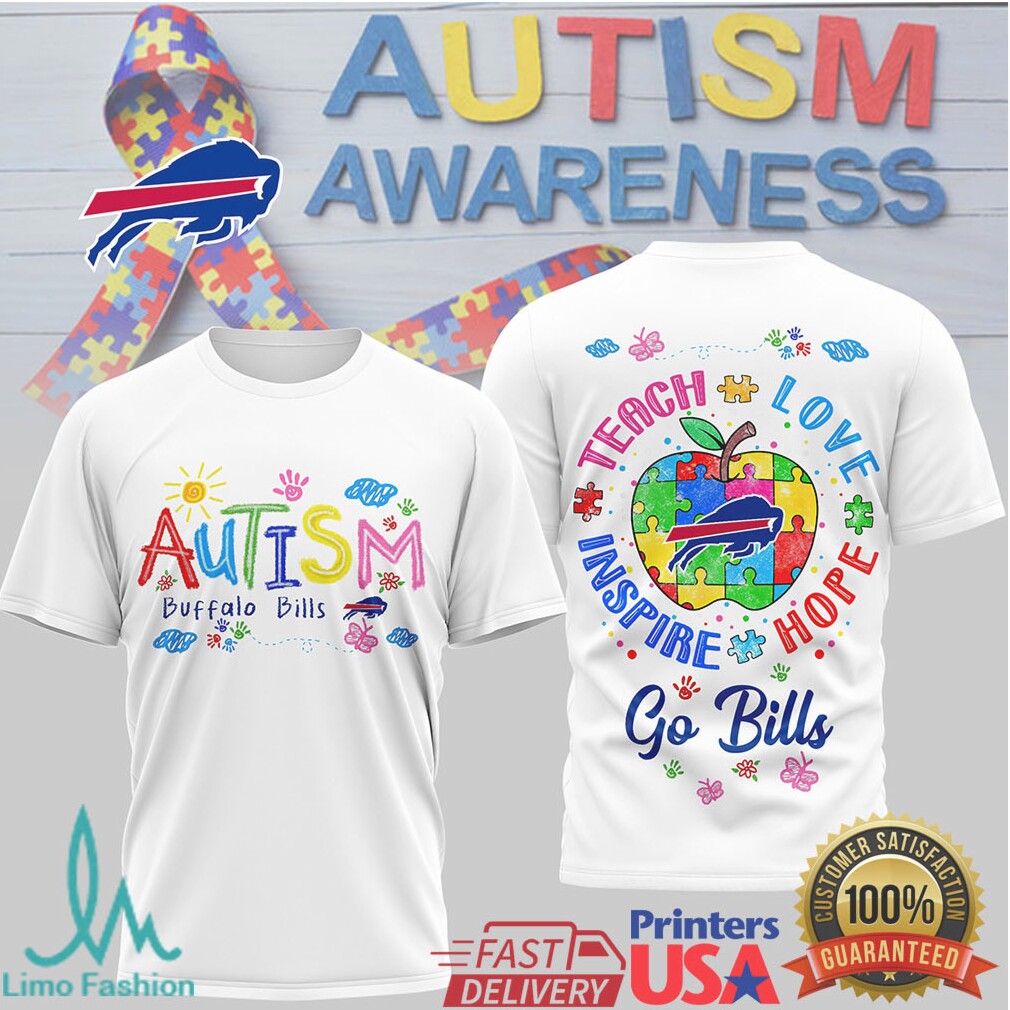 Buffalo Bills Autism Awareness Teach Love Inspire Hope Football T Shirt - Limotees LLC