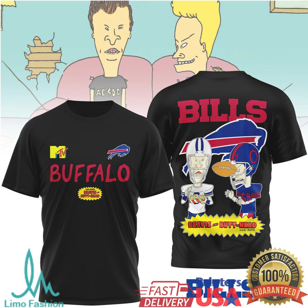 Buffalo Bills Beavis and ButHead Funny Football Graphic T Shirt - Limotees LLC