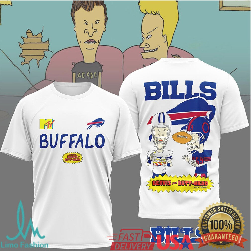 Buffalo Bills Beavis and ButHead Funny Football Graphic T Shirt - Limotees LLC