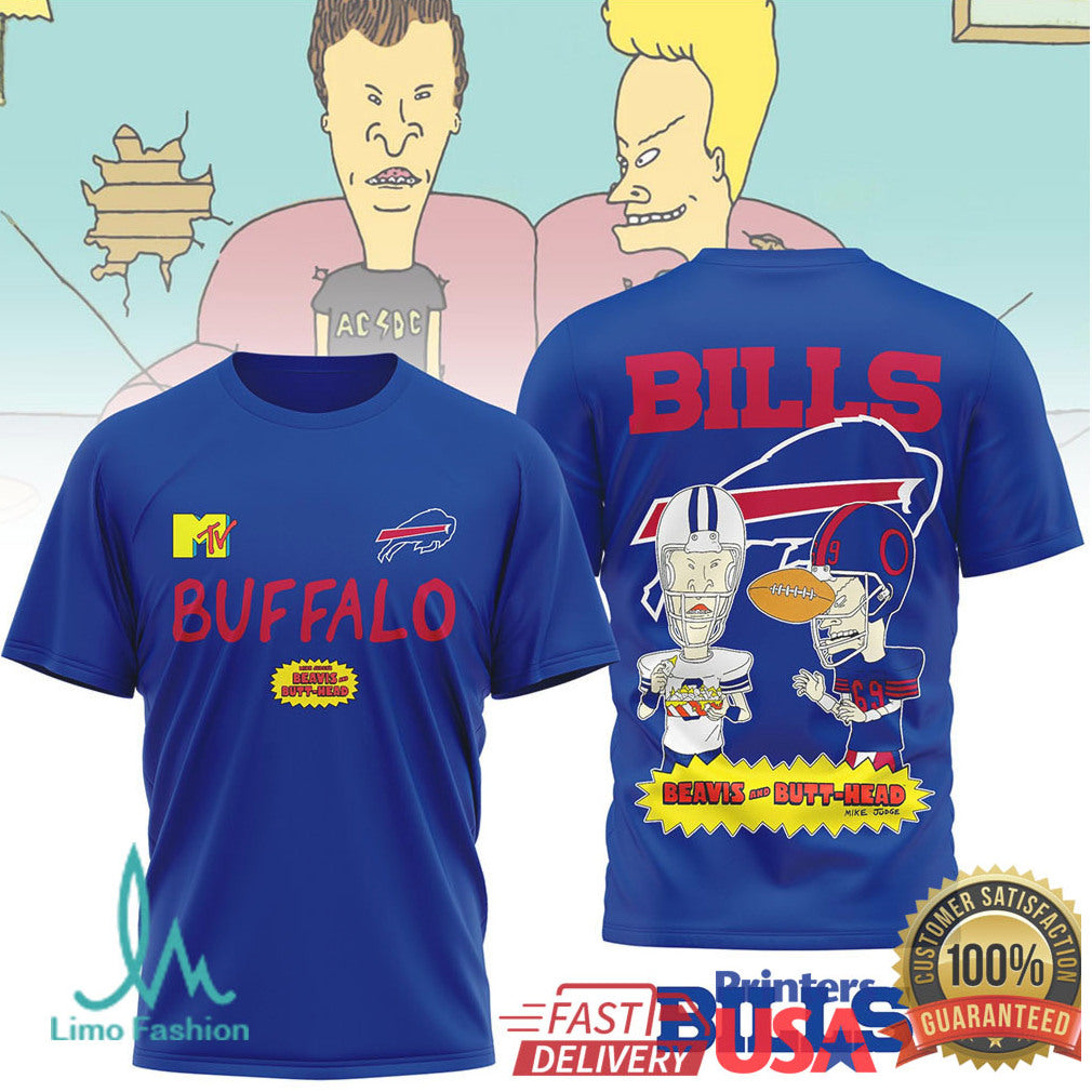 Buffalo Bills Beavis and ButHead Funny Football Graphic T Shirt - Limotees LLC