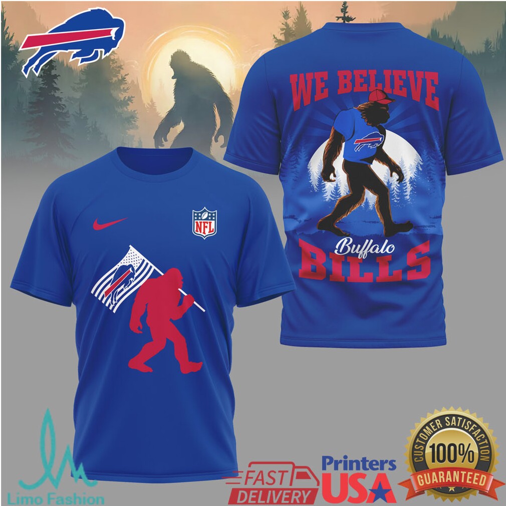 Buffalo Bills Bigfoot “We Believe” Blue & Red NFL Fan Shirt - Limotees LLC