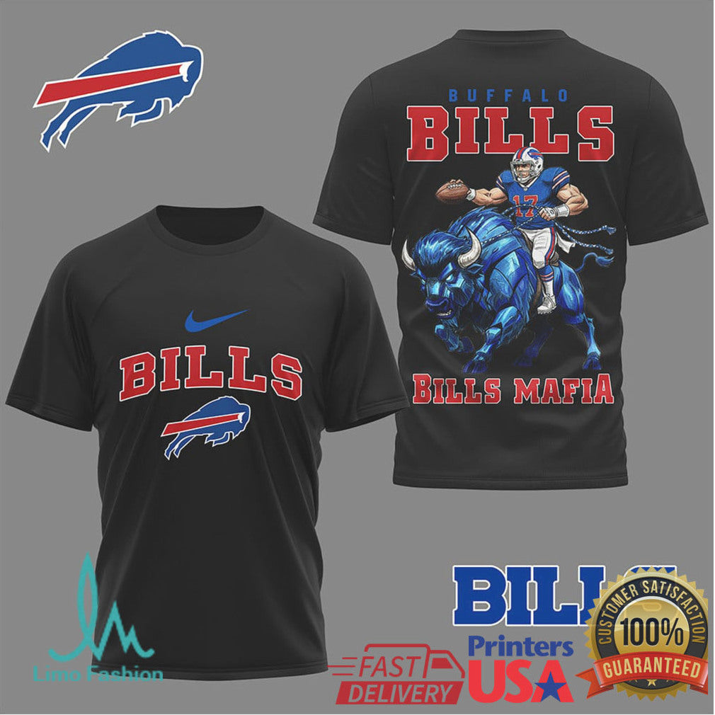 Buffalo Bills “Bills Mafia” Buffalo Rider Football Graphic T Shirt - Limotees LLC