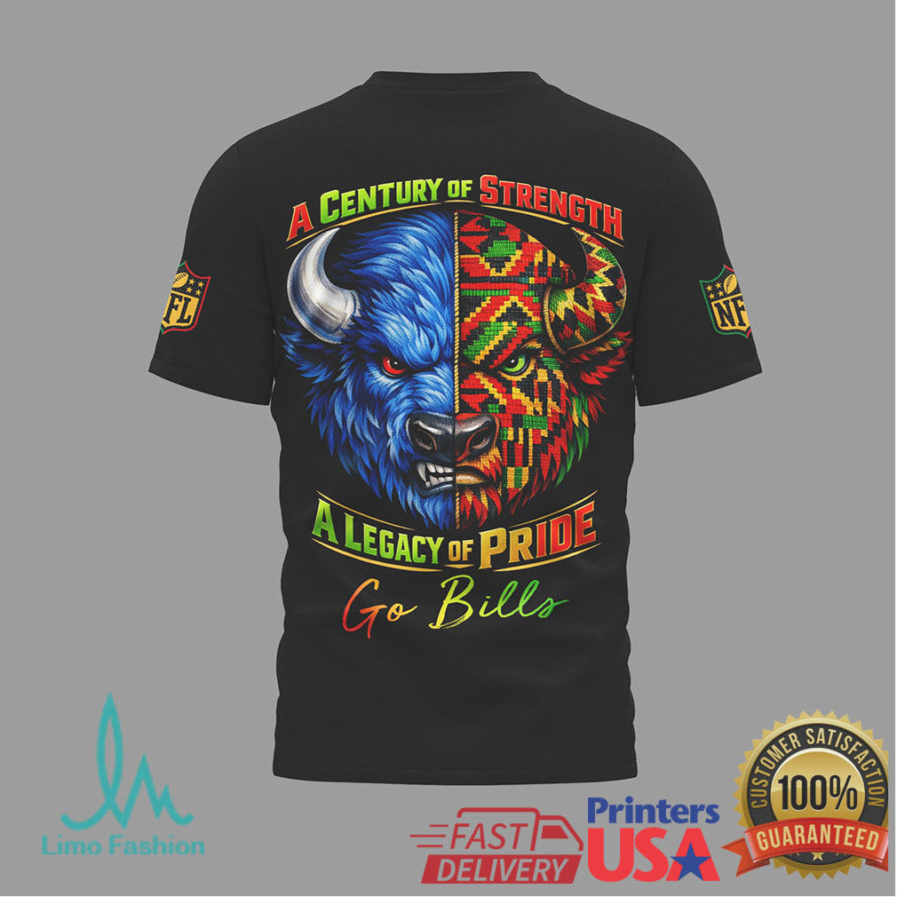 Buffalo Bills Black History Month “A Legacy of Pride” Split Face Buffalo T Shirt - Limotees LLC