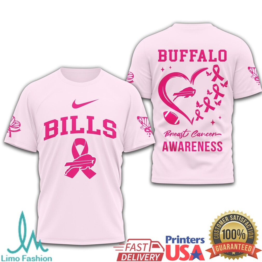 Buffalo Bills Breast Cancer Awareness Pink Ribbon Football T Shirt - Limotees LLC