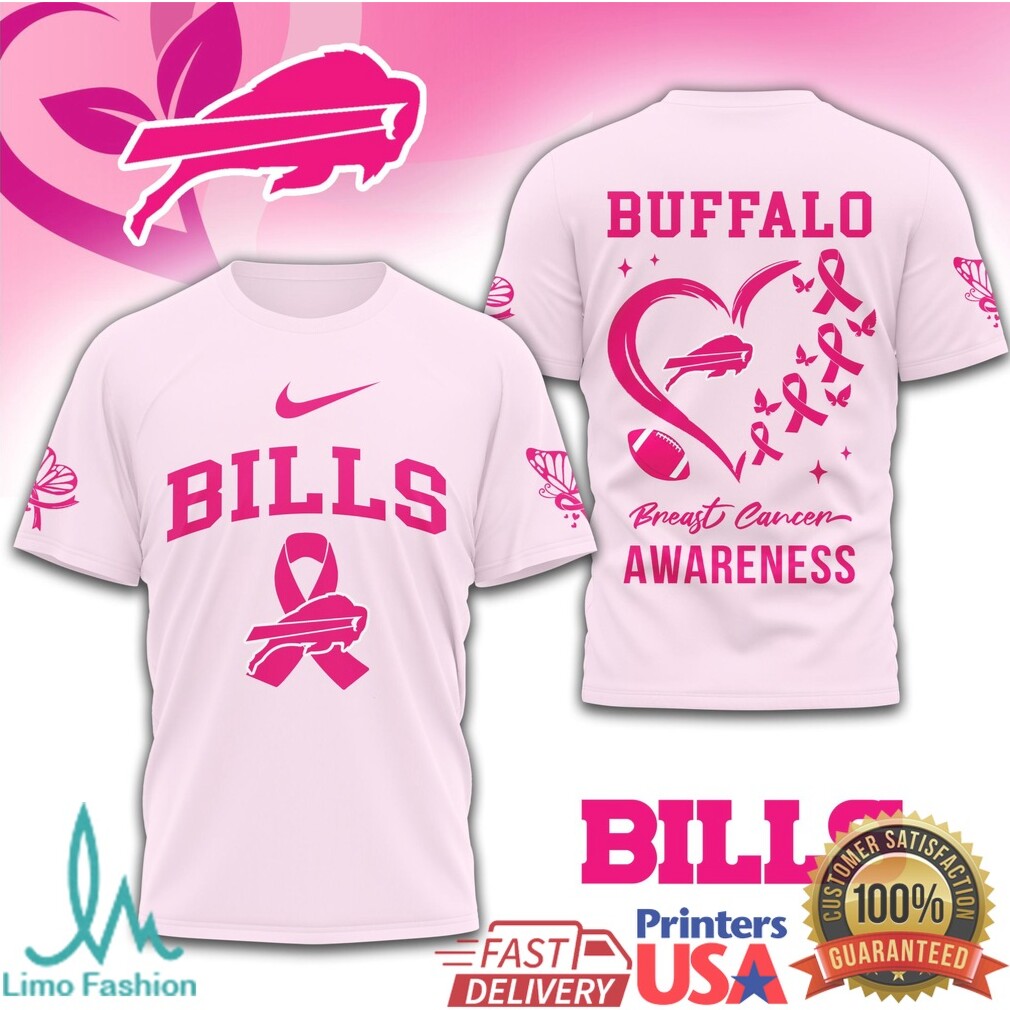 Buffalo Bills Breast Cancer Awareness Pink Ribbon Football T Shirt - Limotees LLC
