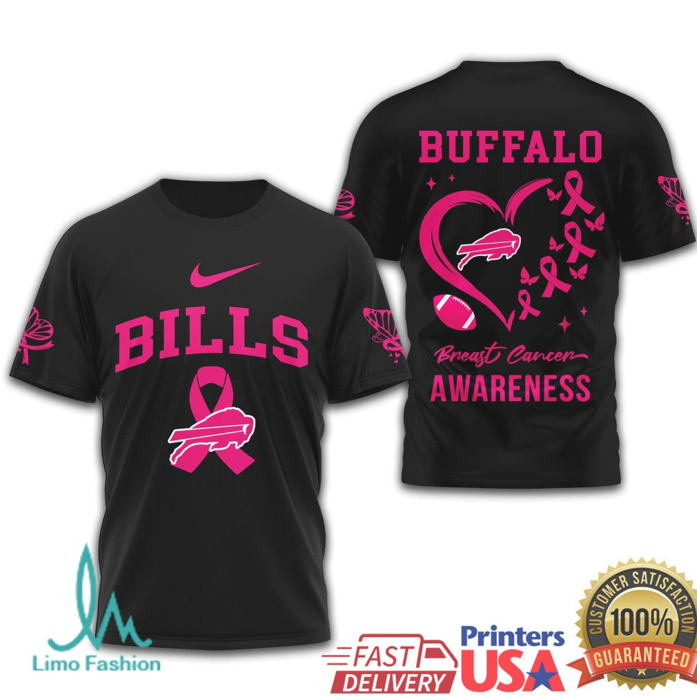 Buffalo Bills Breast Cancer Awareness Pink Ribbon Football T Shirt - Limotees LLC