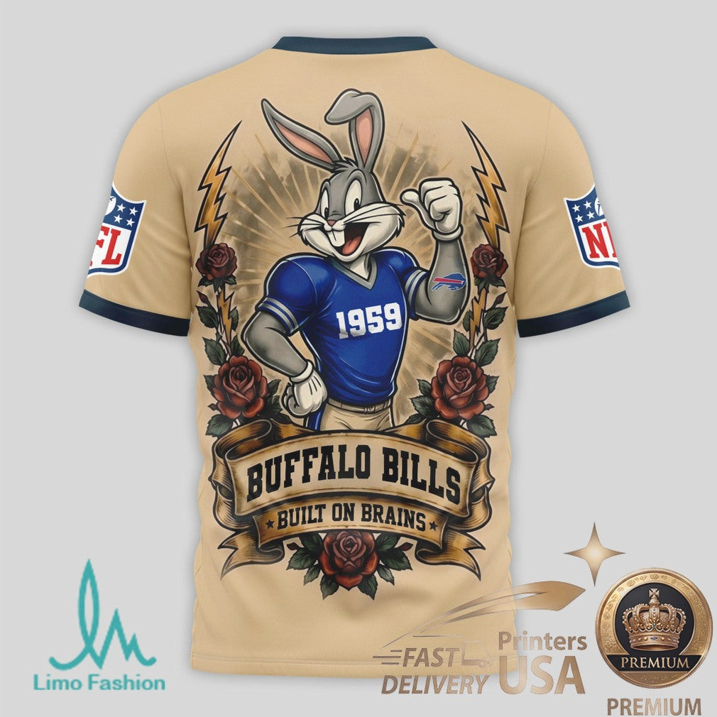 Buffalo Bills Bugs Bunny Smart Heart Built On Brains T Shirt - Limotees LLC