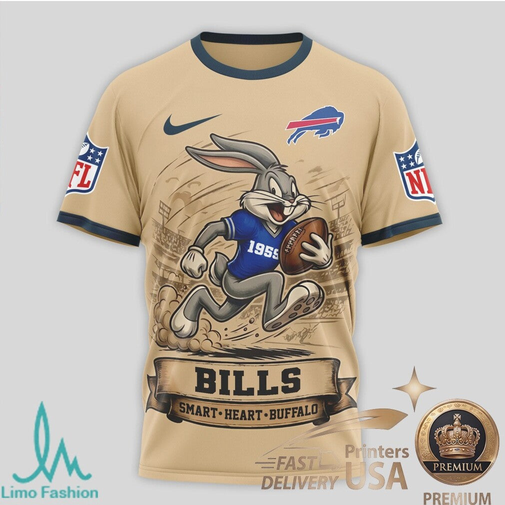 Buffalo Bills Bugs Bunny Smart Heart Built On Brains T Shirt - Limotees LLC