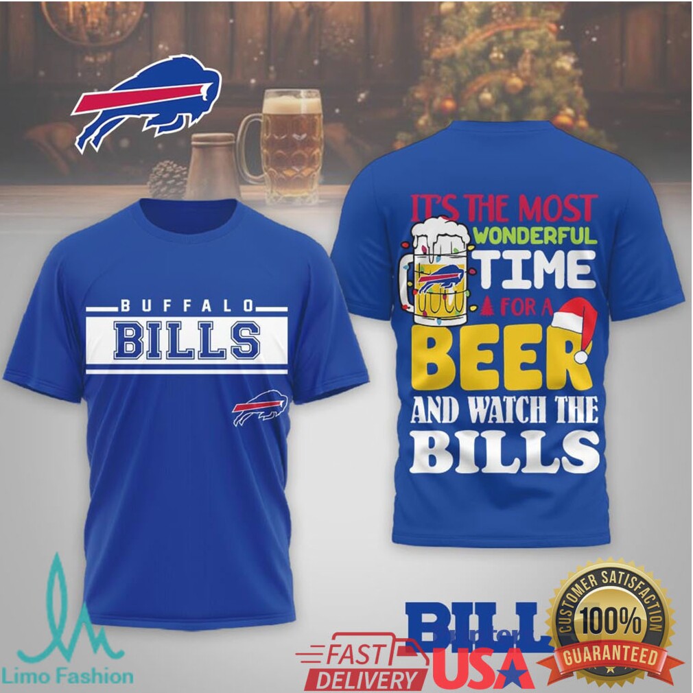 Buffalo Bills Christmas Beer Tee “Most Wonderful Time for a Beer and the Bills” - Limotees LLC