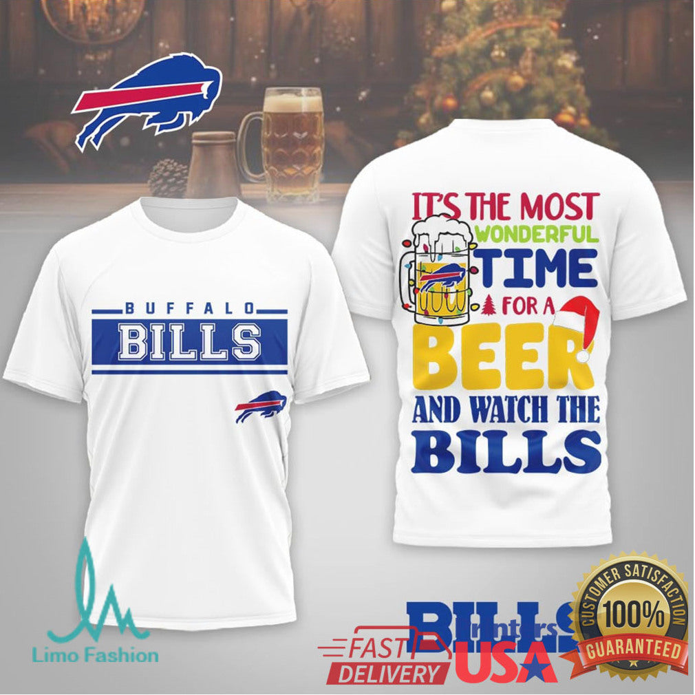 Buffalo Bills Christmas Beer Tee “Most Wonderful Time for a Beer and the Bills” - Limotees LLC