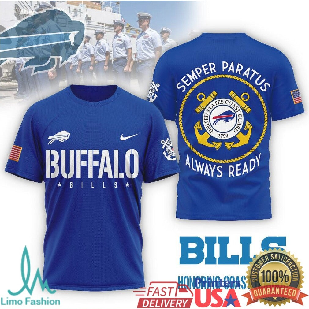 Buffalo Bills Coast Guard Semper Paratus Military Performance T Shirt - Limotees LLC