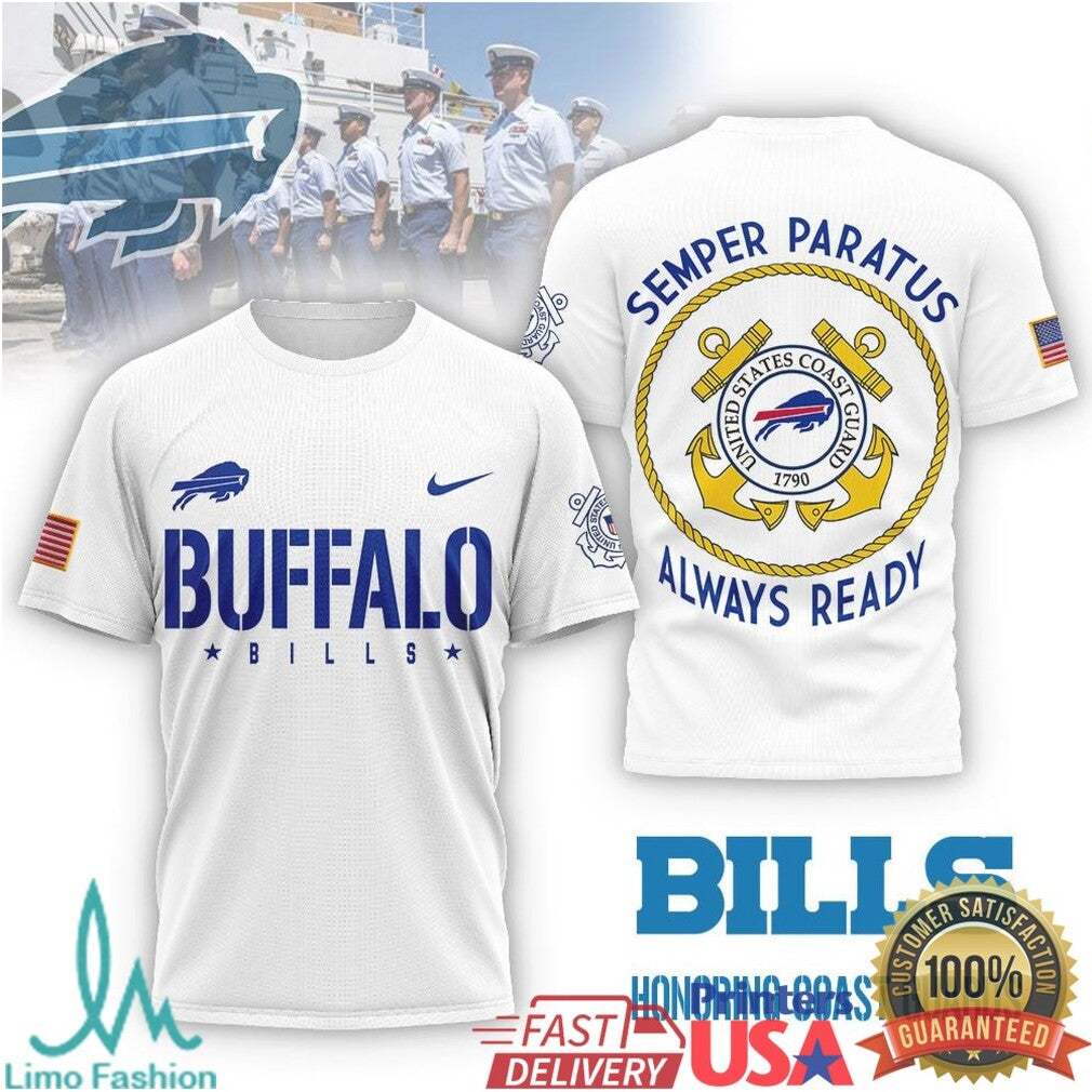 Buffalo Bills Coast Guard Semper Paratus Military Performance T Shirt - Limotees LLC