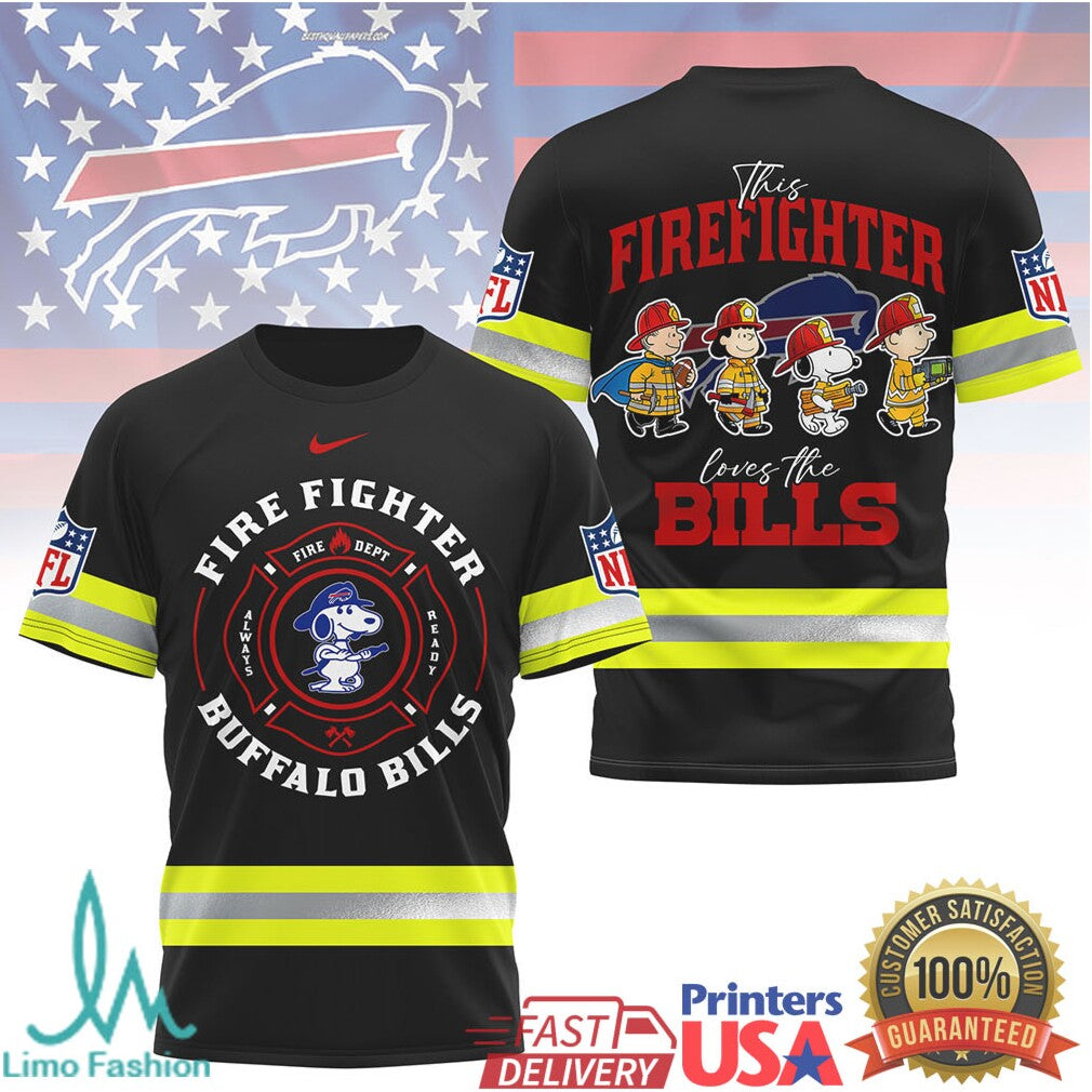 Buffalo Bills Firefighter Snoopy & Charlie Brown NFL T Shirt - Limotees LLC