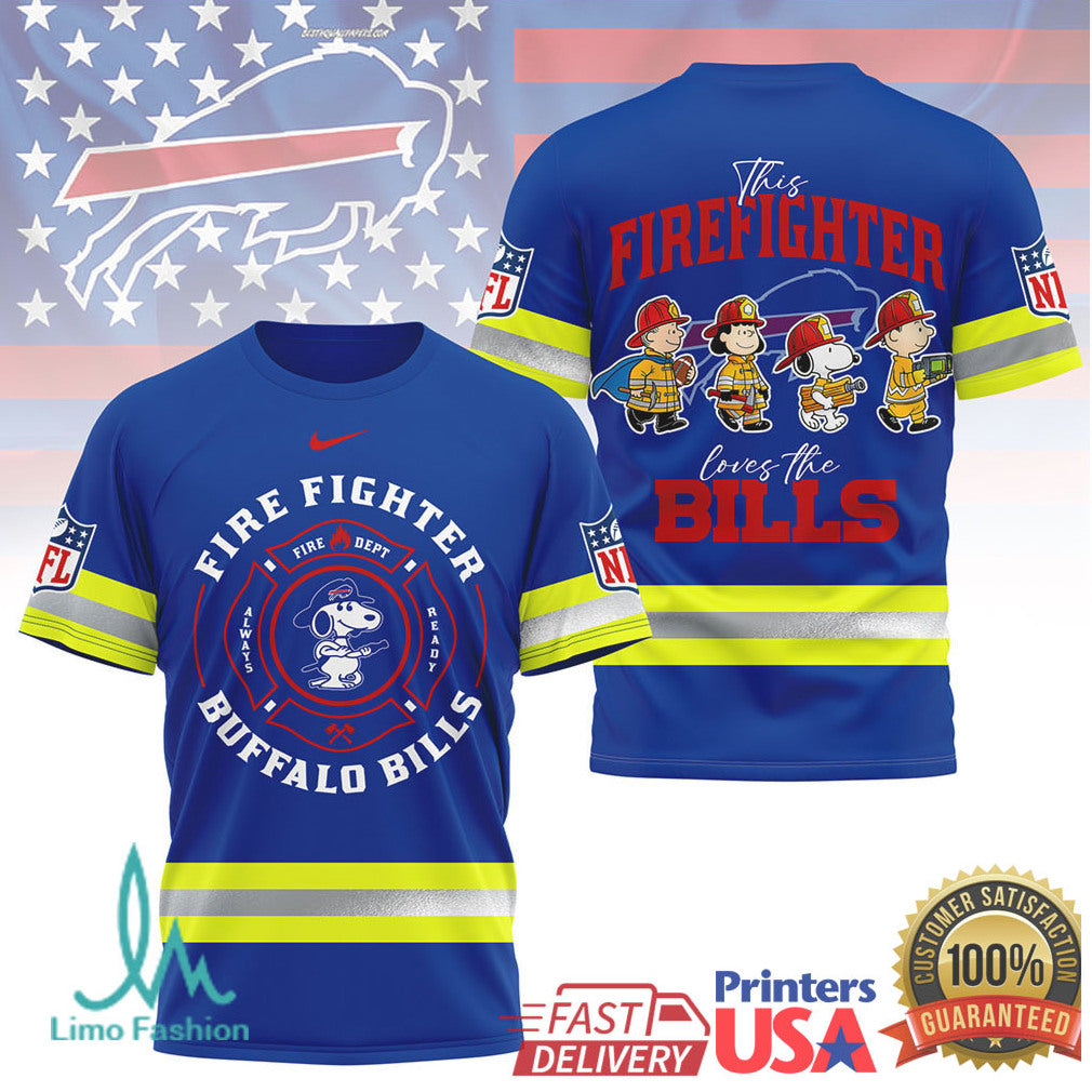 Buffalo Bills Firefighter Snoopy & Charlie Brown NFL T Shirt - Limotees LLC