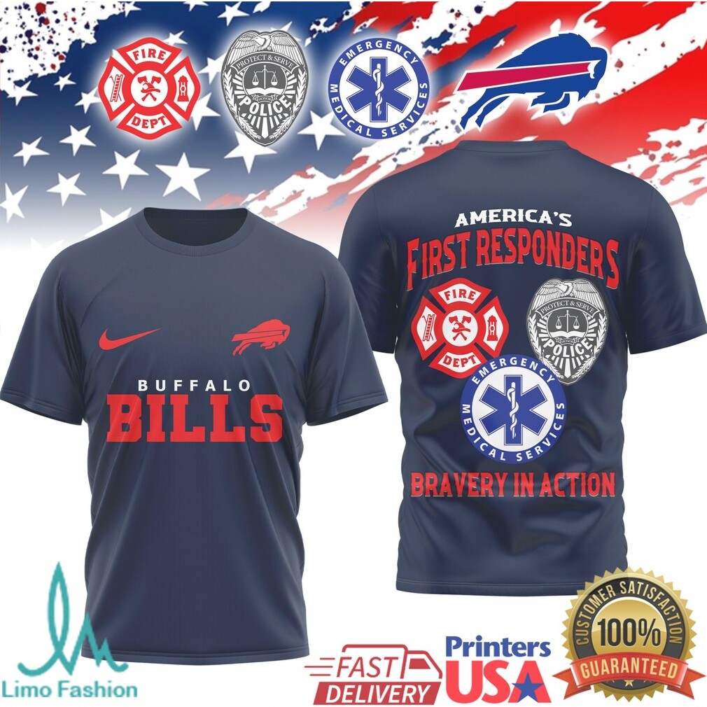Buffalo Bills First Responders Bravery in Action Sports Fan T Shirt - Limotees LLC
