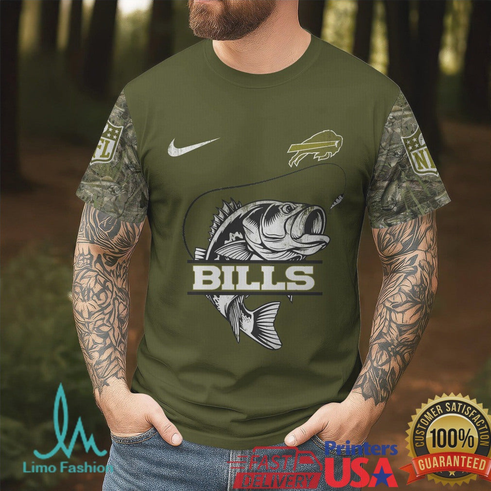 Buffalo Bills Fishing T Shirt Fish Around and Find Out Bass Graphic T Shirt