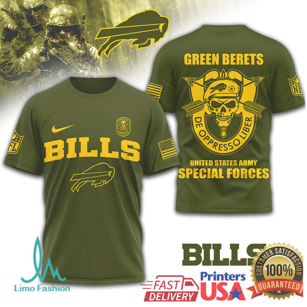 Buffalo Bills Green Berets United States Army Special Forces Olive T Shirt - Limotees LLC