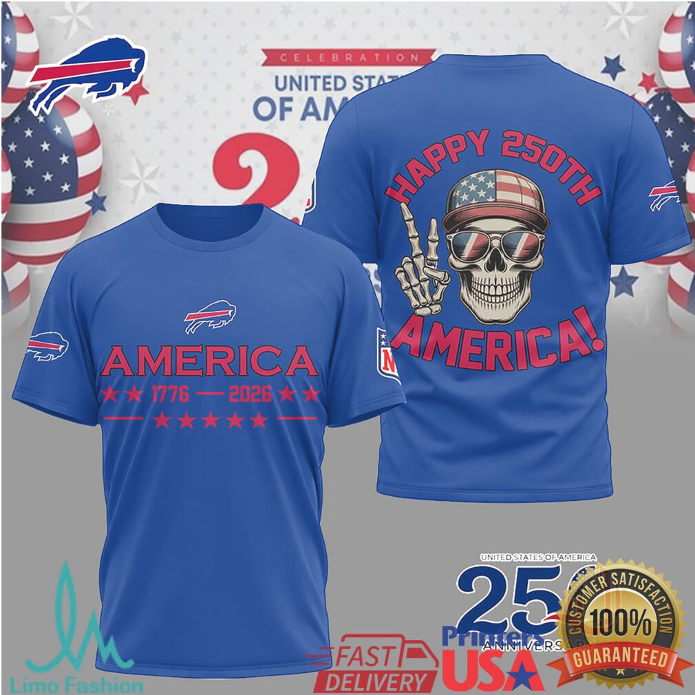 Buffalo Bills Happy 250th Anniversary America 1776 2026 Royal Blue Shirt - Limotees LLC