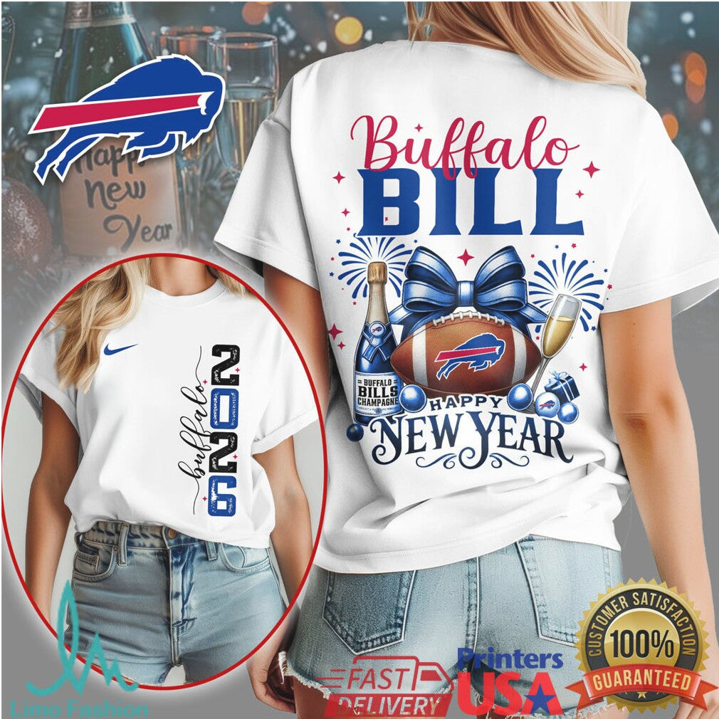 Buffalo Bills Happy New Year 2026 Festive Football Graphic T Shirt
