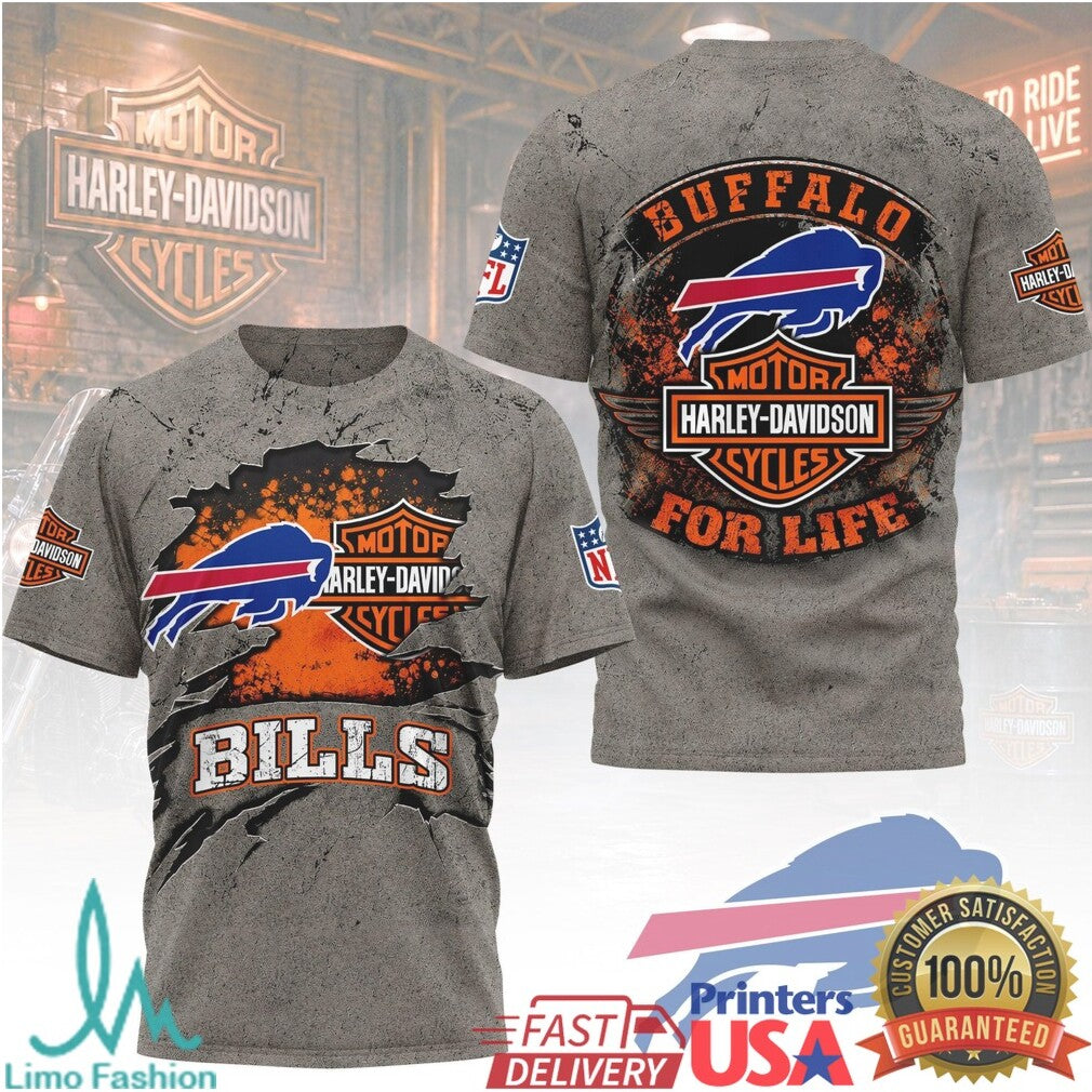 Buffalo Bills Harley Davidson For Life T Shirt - Limotees LLC