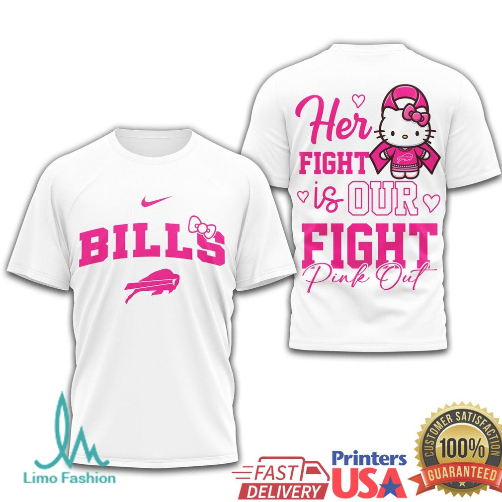 Buffalo Bills Hello Kitty Breast Cancer Awareness Pink Out T Shirt - Limotees LLC