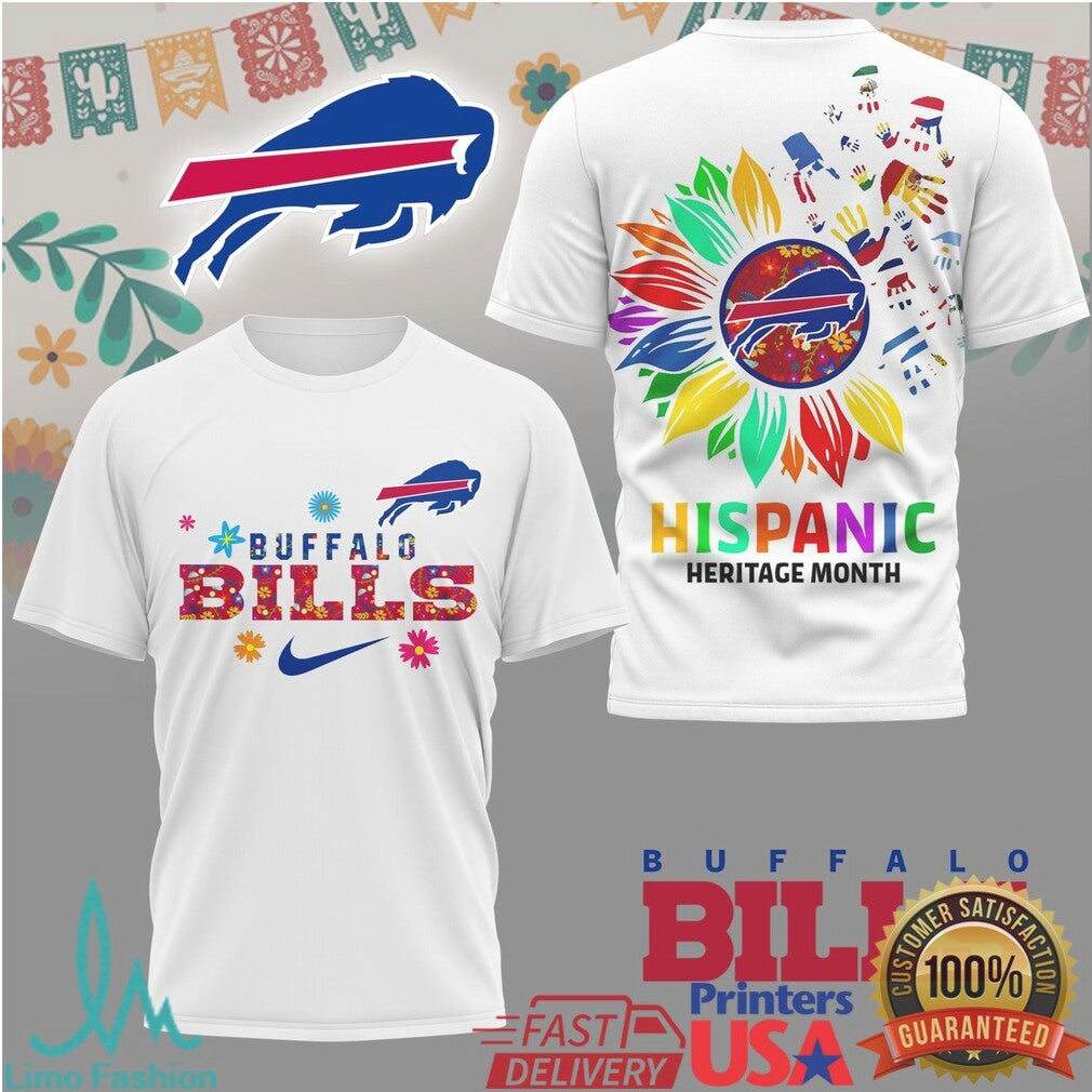 Buffalo Bills Hispanic Heritage Month Artistic Sunflower T Shirt - Limotees LLC