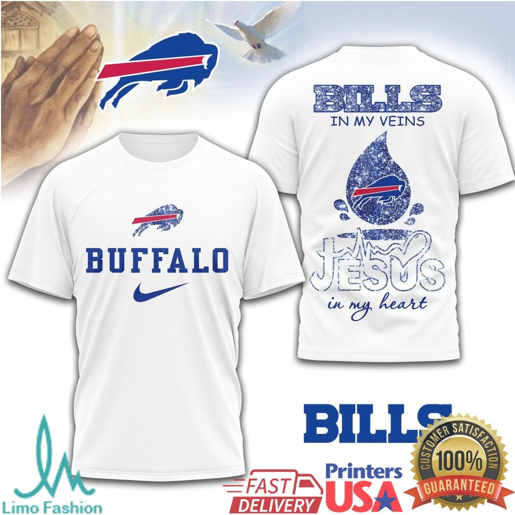 Buffalo Bills Jesus In My Heart Christian NFL Gameday Apparel - Limotees LLC