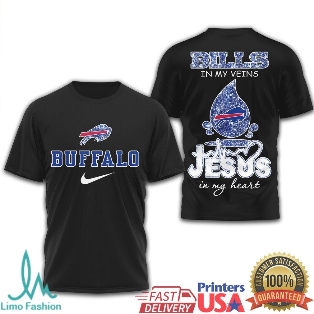 Buffalo Bills Jesus In My Heart Christian NFL Gameday Apparel - Limotees LLC