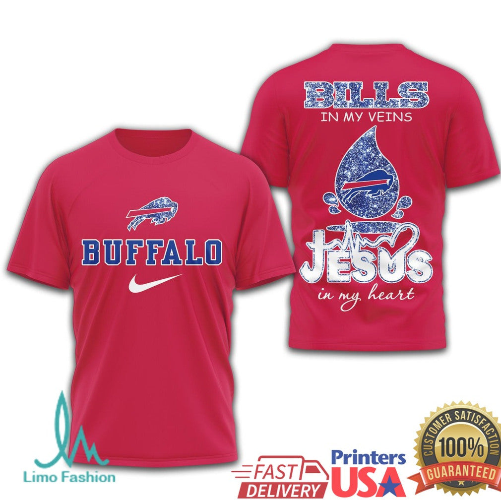 Buffalo Bills Jesus In My Heart Christian NFL Gameday Apparel - Limotees LLC