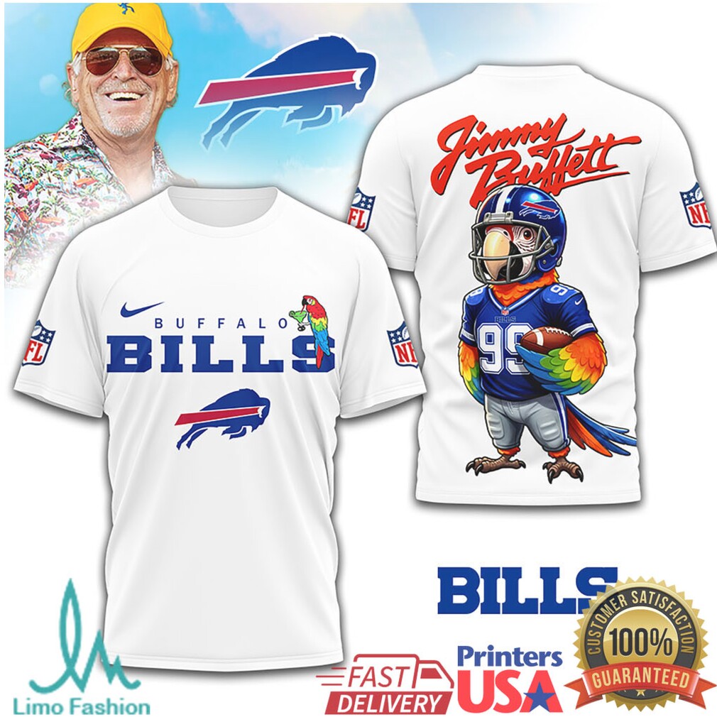 Buffalo Bills Jimmy Buffett Tribute Parrot Football Fan T Shirt - Limotees LLC