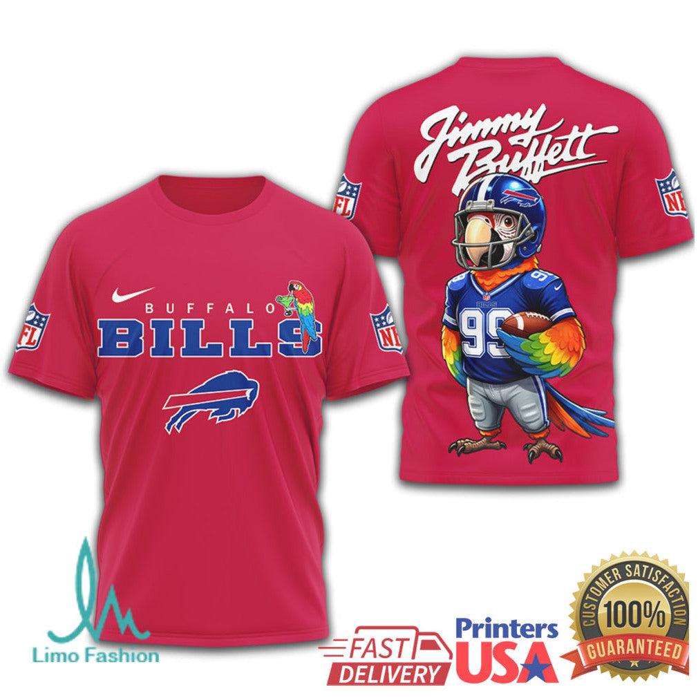 Buffalo Bills Jimmy Buffett Tribute Parrot Football Fan T Shirt - Limotees LLC